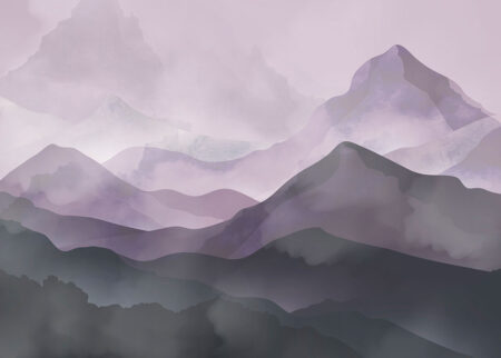 Aquarell violette Berge Fototapeten