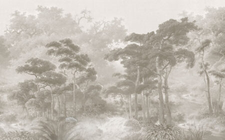 Detaillierte Vintage-Fototapete mit grauem Wald