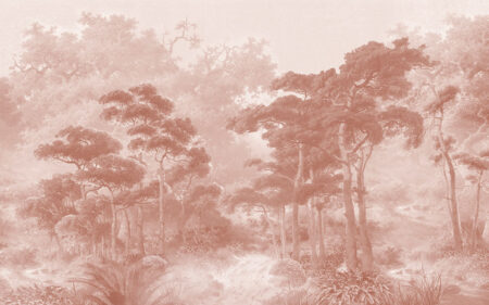 Detaillierte Vintage-Fototapete mit rotem Wald