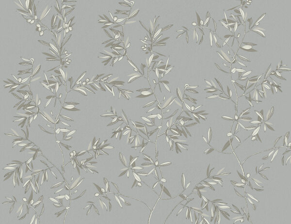 Fototapete Muster mit Oliven auf graublauem Hintergrund