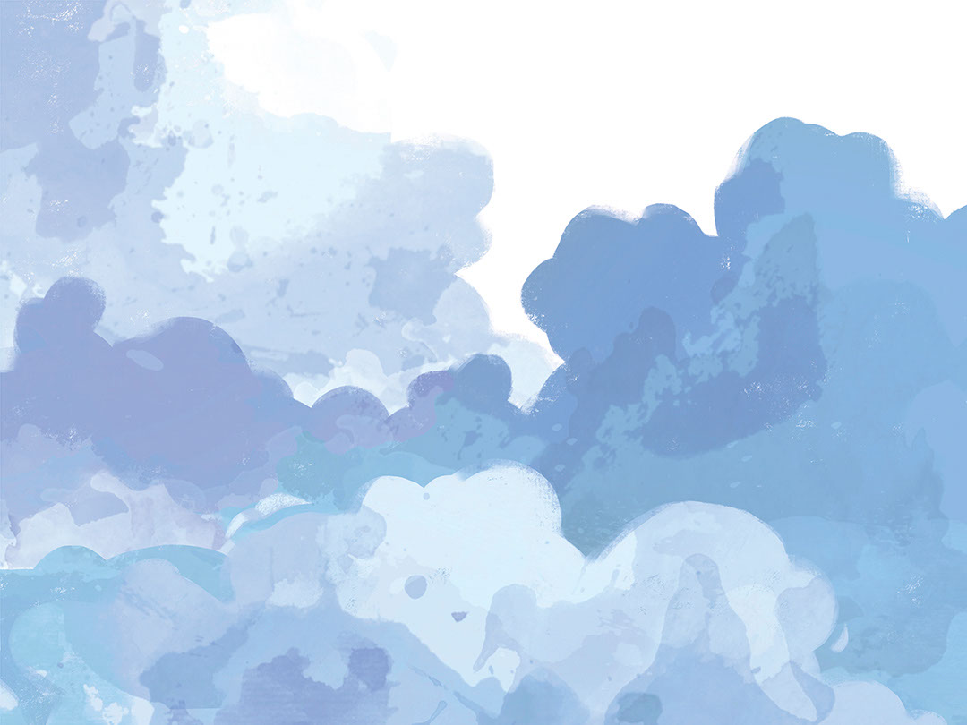 Zarte aquarellblaue Wolken Fototapeten
