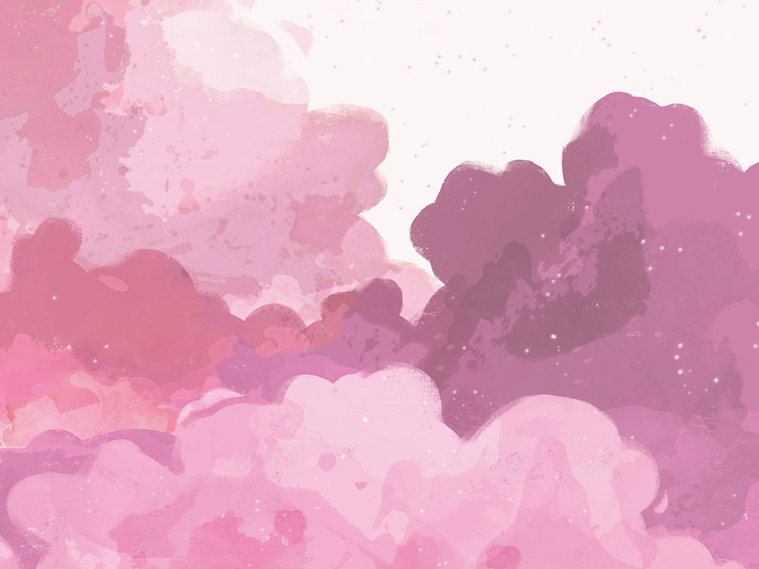 Zarte Aquarell-rosa Wolken Fototapeten