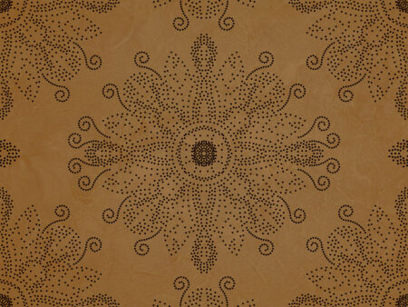 Dot Art stilisierte Fototapete mit Mandala auf senffarbenem strukturiertem Hintergrund