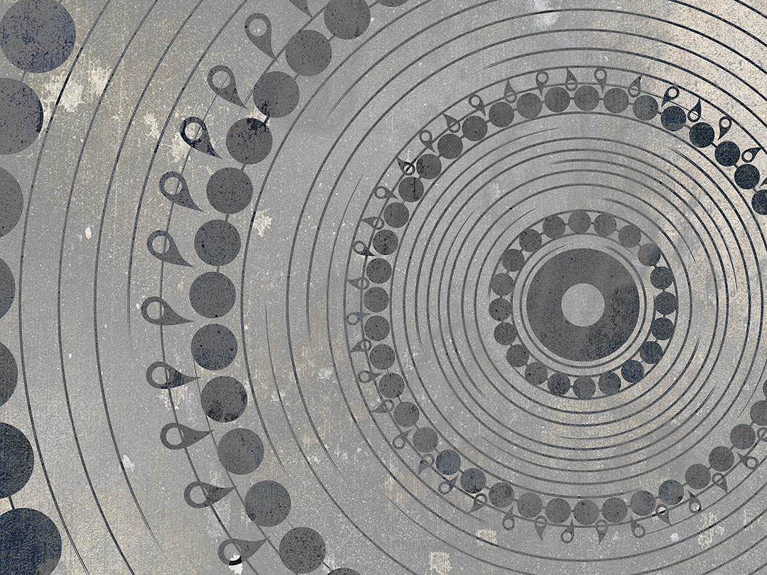 Übergroße geometrische Fototapeten in Grau im Mandala-Stil