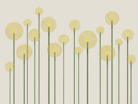 Illustrierte minimalistische gelbe Löwenzahn-Fototapete