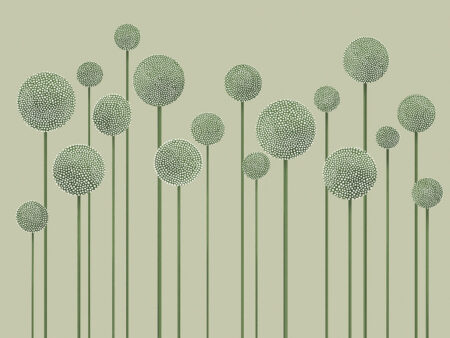 Illustrierte minimalistische grüne Löwenzahn-Fototapete