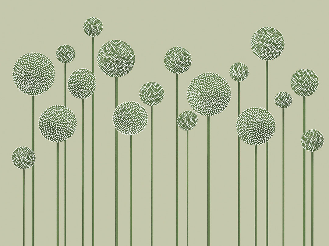 Illustrierte minimalistische grüne Löwenzahn-Fototapete