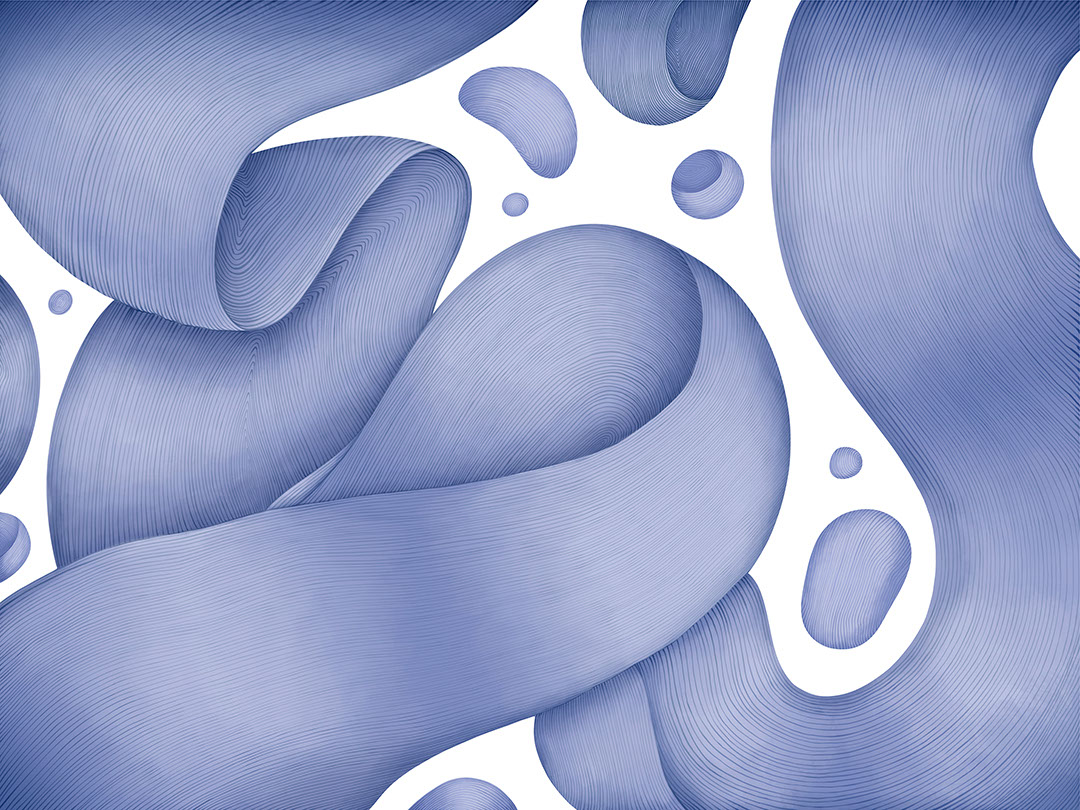 Grafische blaue Wellen 3D Fototapete