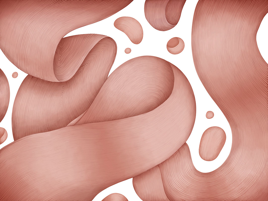Grafische rote Wellen 3D Fototapete