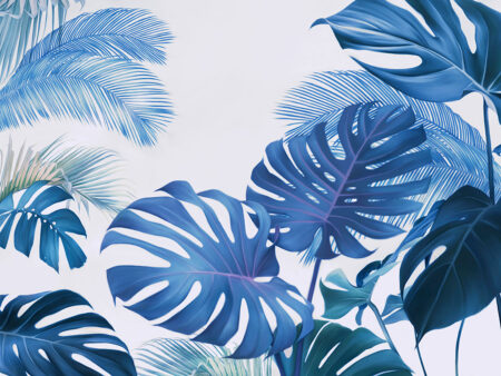 Tropische blaue Monstera und Palme Fototapete