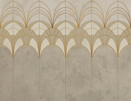 Elegante Fototapete Art Deco Bögen in Gold und Beige