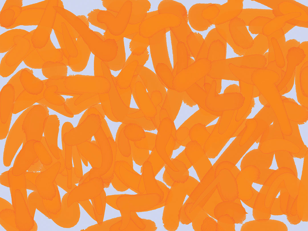 Fototapete mit leuchtend orangen abstrakten Pinselstrichen