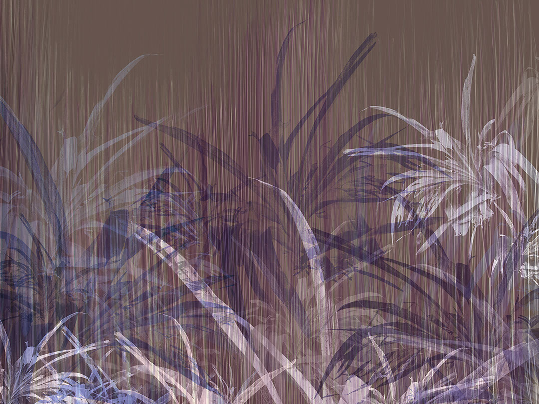 Violette und braune tropische Blätter mit dunklem Strukturfilter Fototapeten