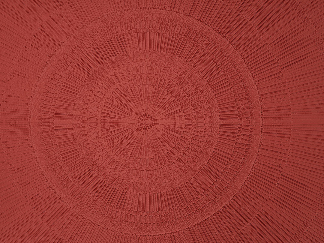 Fototapete mit rotem, geometrischem Mandala in Steinstruktur