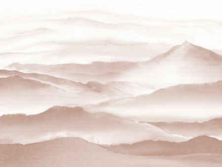 Aquarellbraune Berge im Nebel Fototapeten