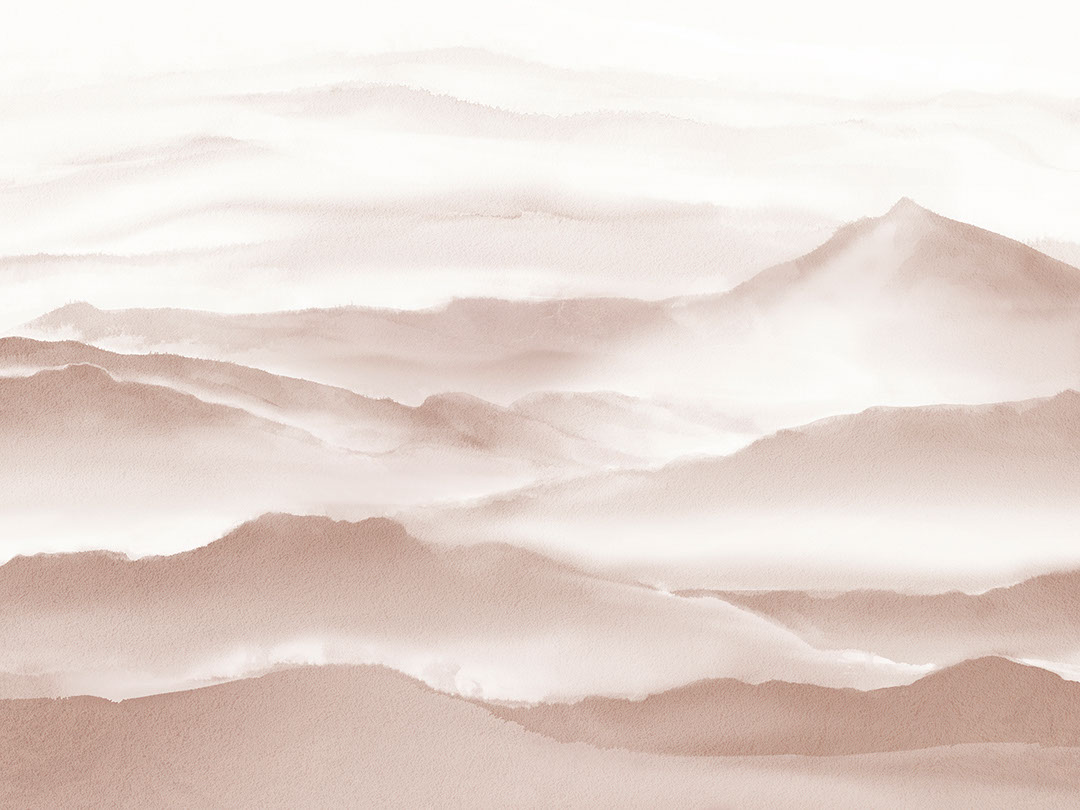 Aquarellbraune Berge im Nebel Fototapeten